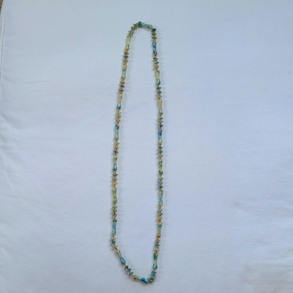 Blue and green beaded necklace